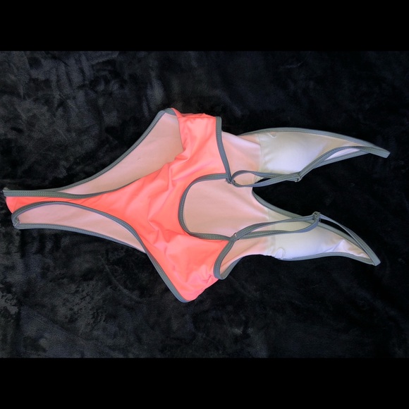 Neon coral thong one piece - Picture 2 of 3